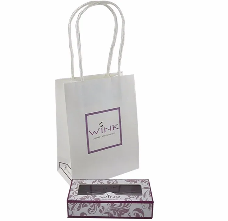 Luxury Custom Pink Logo White Kraft Mini Jewelry Paper Shopping Gift Bag for Lipgloss