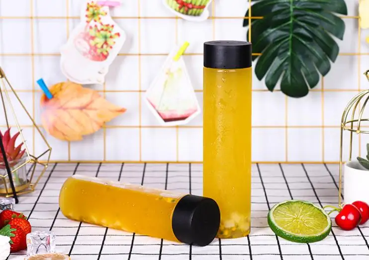 Cold brew tea bottle drink bottle 500ml plastic transparent milk bottle