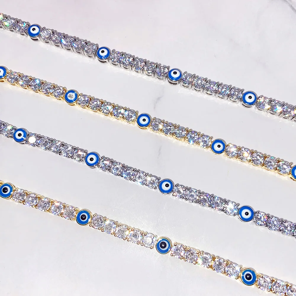 Ювелирные изделия Foxi в стиле хип-хоп Женская Цепь для тенниса с фианитами бриллиантовый браслет Майами эмалированные ювелирные от сглаза