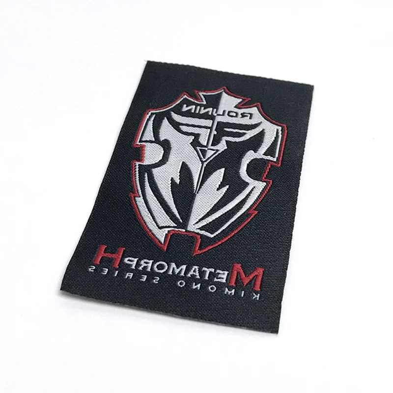 Wholesale custom compumark trademark search logos Straight cut for clothing woven label patches