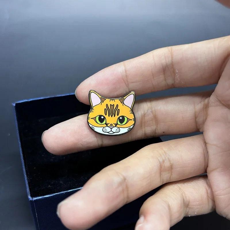 Factory Custom High Quality cute cat black nickel plated lapel pin hard enamel colorful Metal crafts