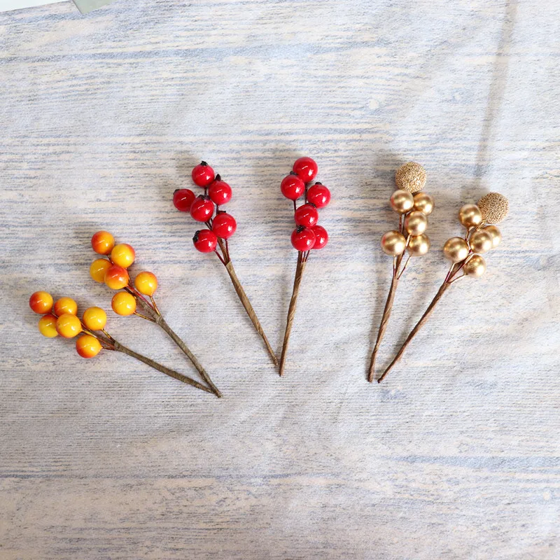 Cheap gold berry Artificial Christmas Decorative Red Berries Pick Decorations