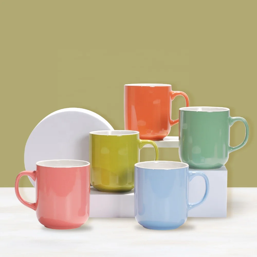 Sublimation 325Ml Gold Rim Enamel Blank Glass Ceramic Cup Mug