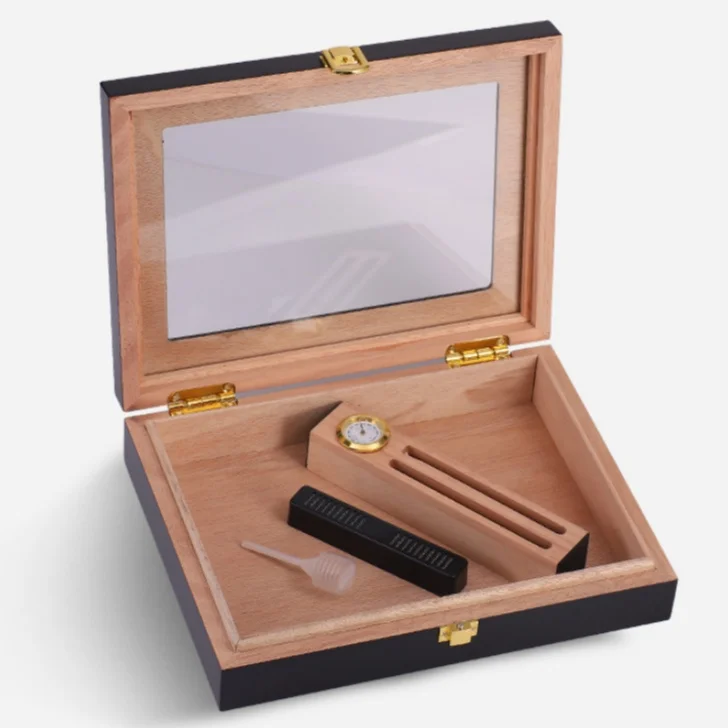 Cigar portable box piano lacquer 16 pack sealed lock cigar moisturizing cigarette box