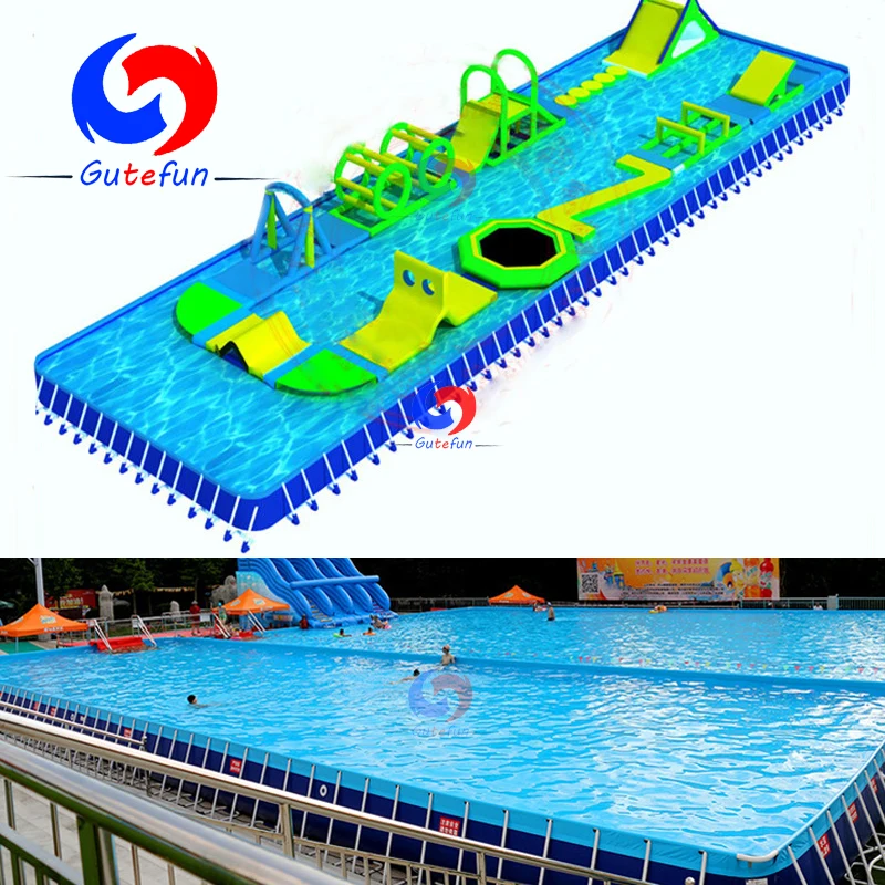 very fast delivery 50 meter above ground steel metal frame big swimming pool portable to make water games event