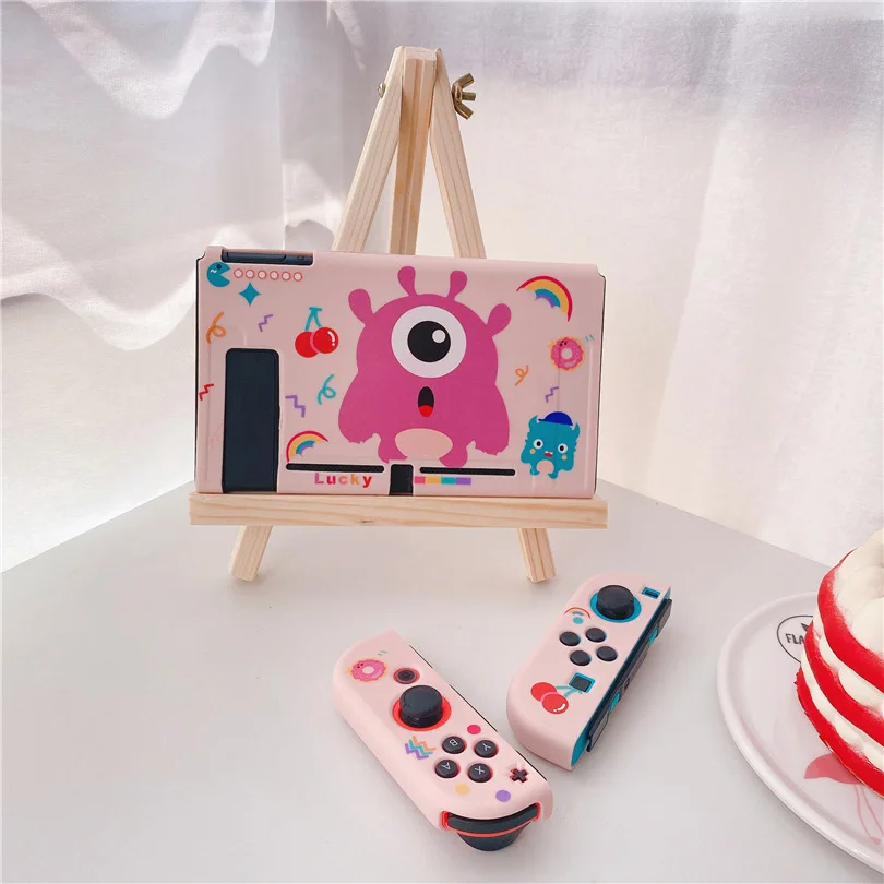 
pink monster cartoon case game shockproof soft hand grips for Nintendo Switch Console for Joy-con controller kids Switch case 
