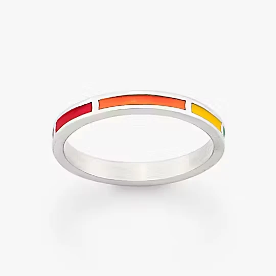 Wholesale Simple Enamel Rings 925 Sterling Silver Ring Enamel Mosaic Stars Hearts Ring For Women