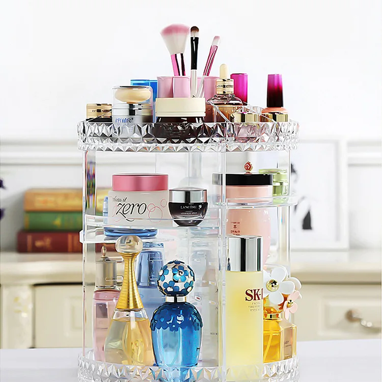 Clear Transparent Large 360 Degree Rotating Cosmetic Storage Box makeup organizer Sorbus Rotating Makeup Organizer with tray