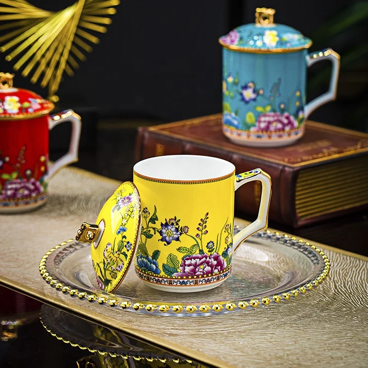 Jingdezhen китайская эмалированная цветная персональная косточка керамическая офисная чайная кружка с крышкой