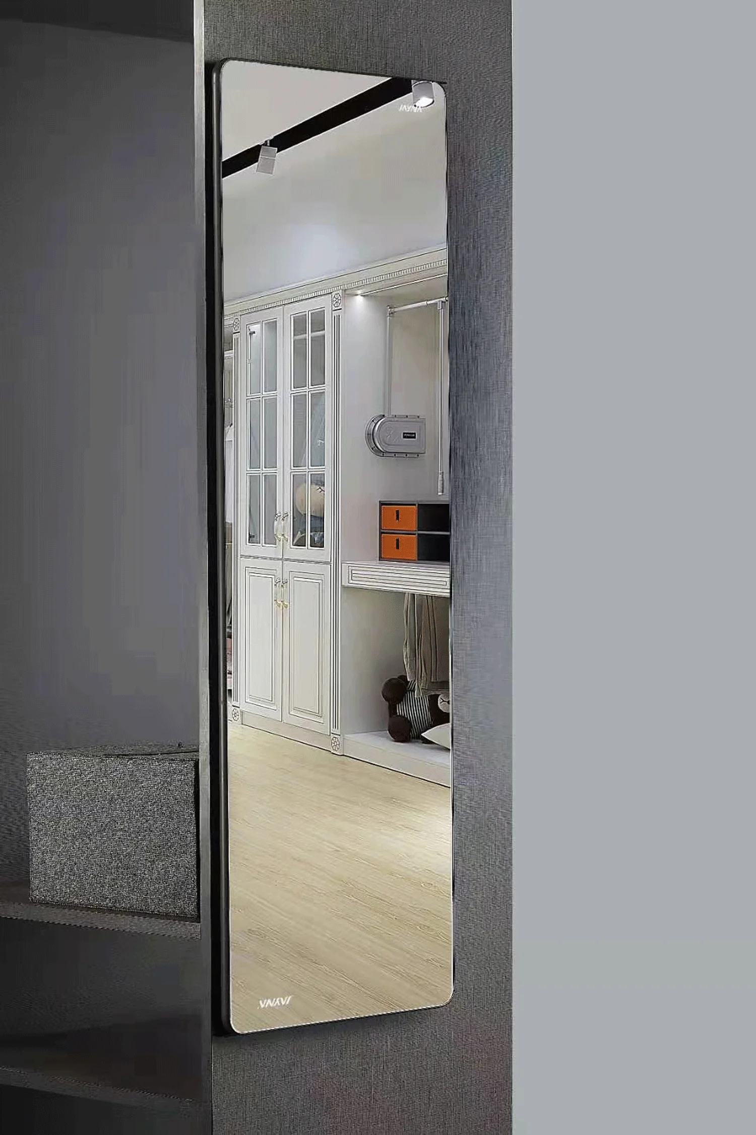 
Wardrobe Cabinet Rotating Mirror Inside Full-length Dressing Mirror Sliding Folding Cabinet 