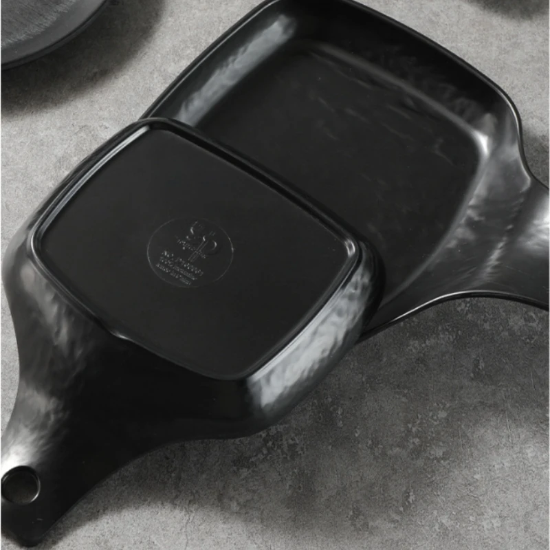 Custom China Manufacturers Cheap Black Melamine Serving Dinner Plates For Restaurant