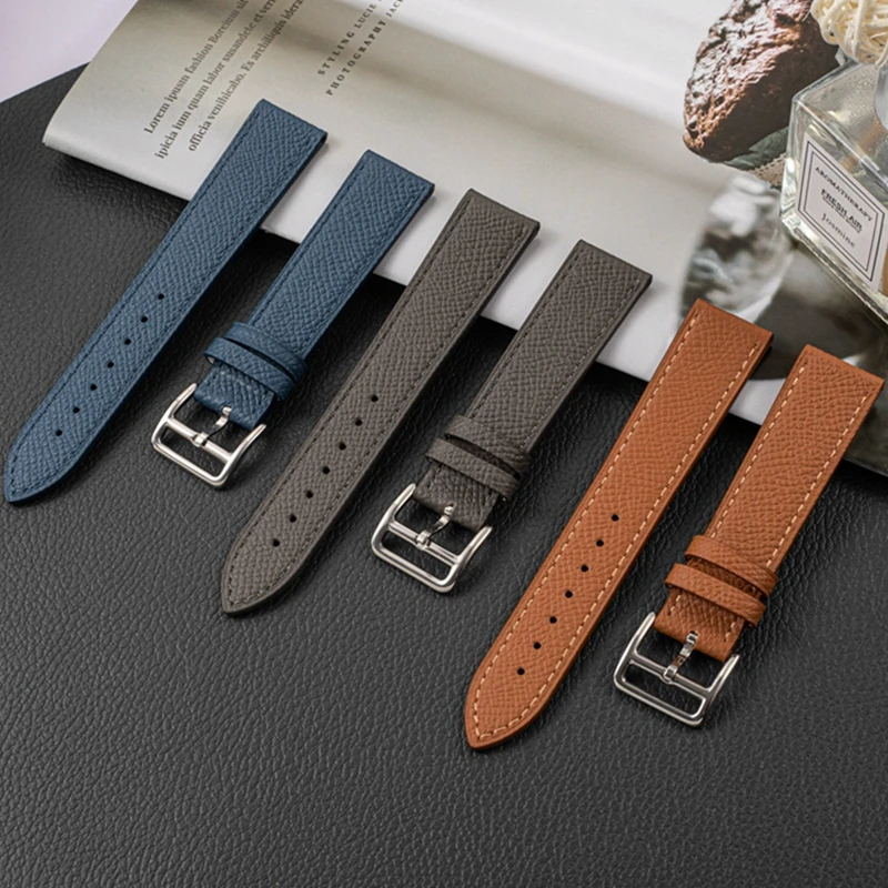 LAIHE Palm Pattern Classical 20mm 22mm Leather Band Genuine Leather Watch Strap