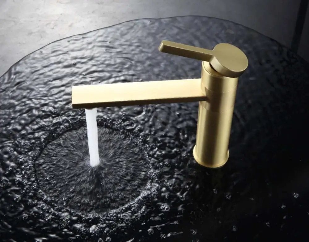 
KaiPing Golden Brushed Gold Prices Water Bathroom Basin Sink Brass Faucet Taps Mixer China Faucet Factory 