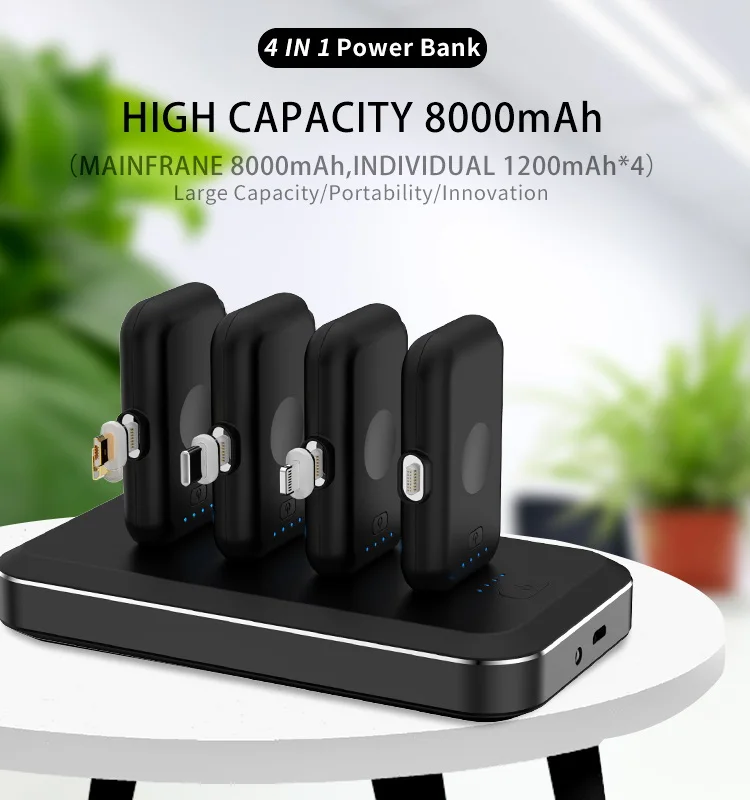 
Factory finger wirless charger power bank custom logo 10W Fast Charging 4 in 1 Rechargeable 10000mah Magnetic mini power banks 