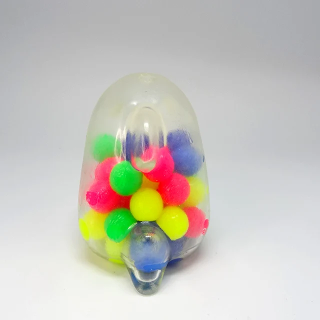 Funny Multi Color Clear Happy Shark Squishy Toy With Color Beads Rainbow Balls