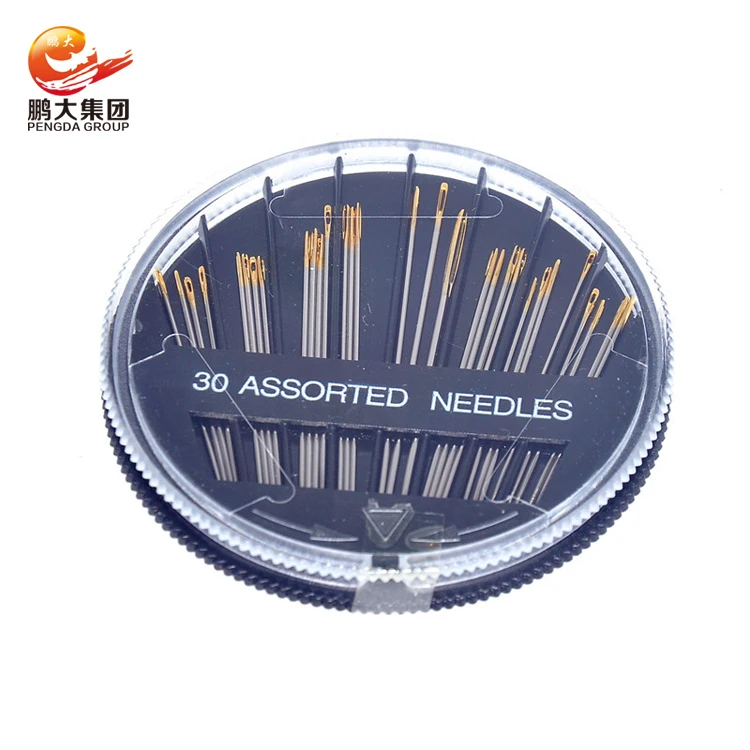  pengda 30pcs set handwork embroidery gold eye steel sewing needle with black plastic