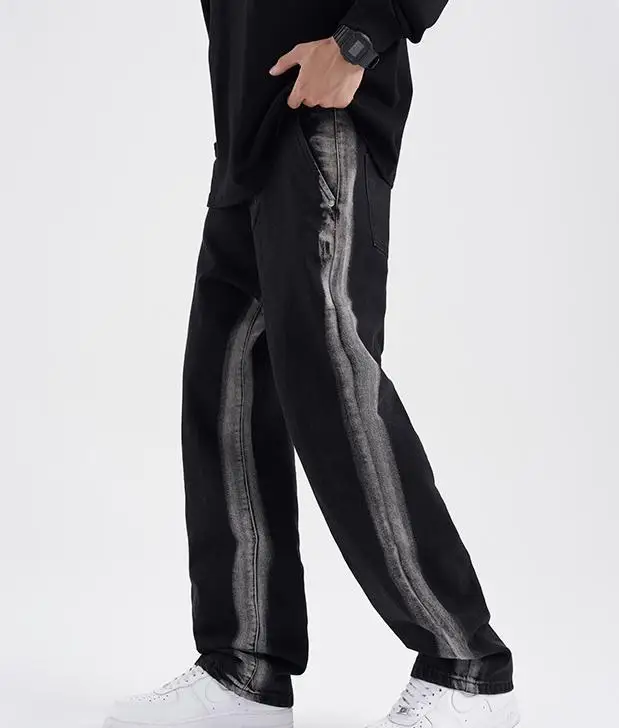 New Arrive Wholesale Men High Quality Black Casual Jeans Washed Straight Fashion Men Jeans