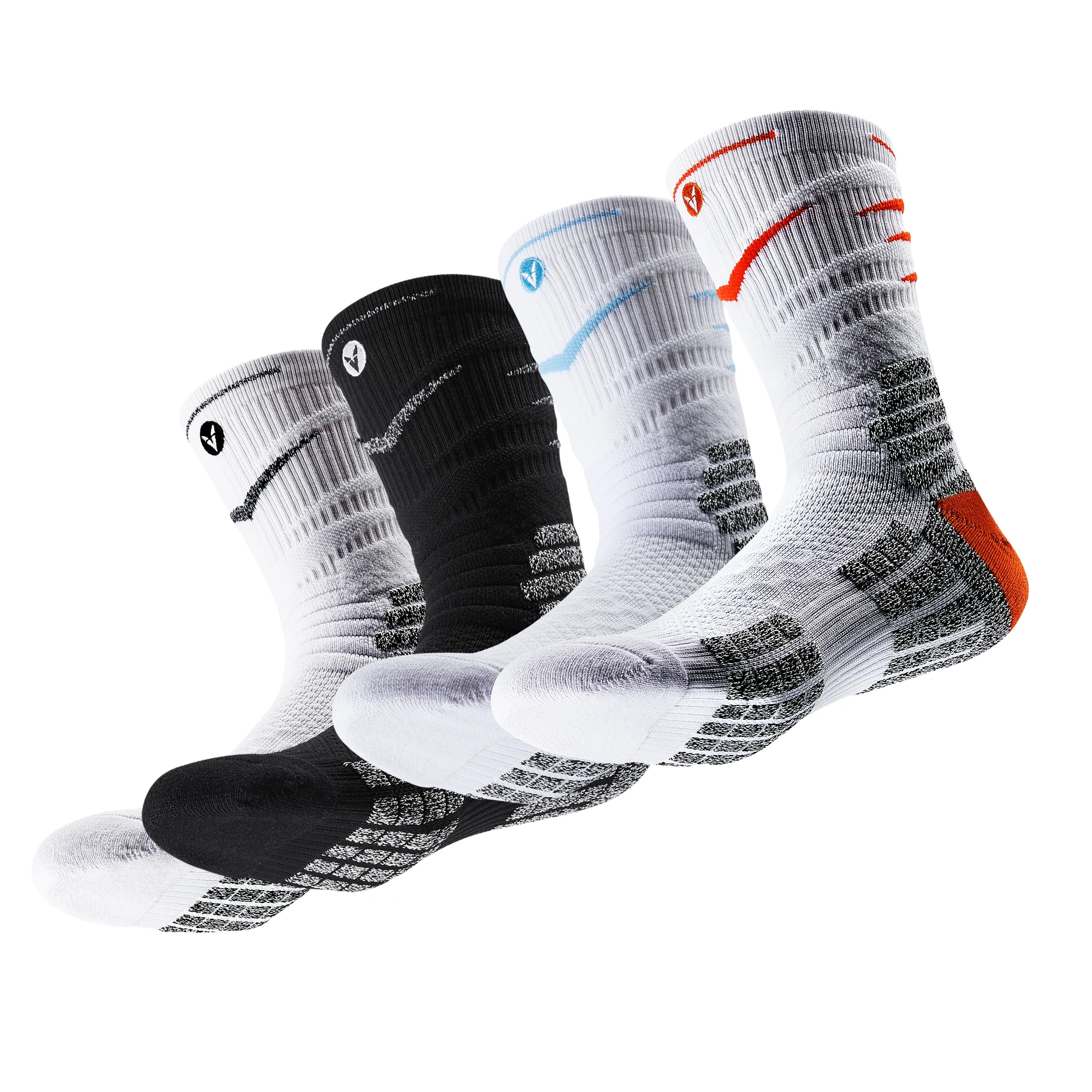 Factory Price Crew Sport Socks Custom Logo Running Camping Compression Cushioned Athletic Grip Socks Anti Slip