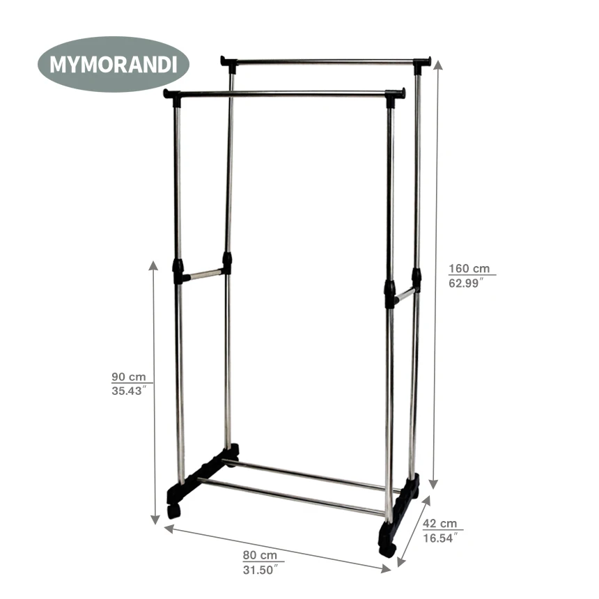 Cheap pole garment rack double row clothes dryer hanging rack e clothes hanger stand