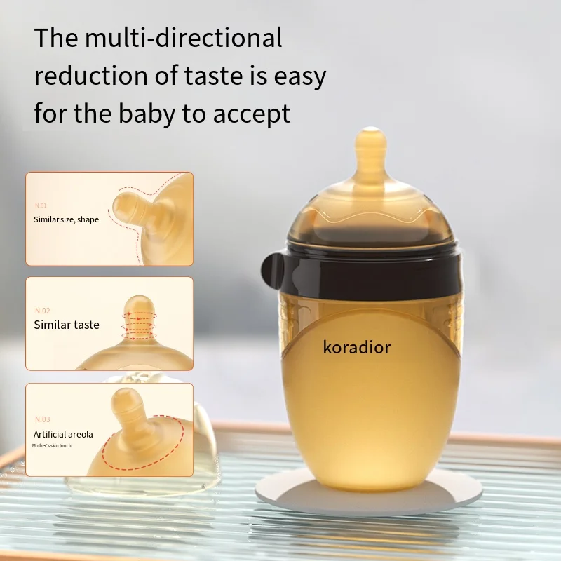 Free Sample 240ml PPSU Baby Bottle Wide Neck Silicone Feeding Milk for Infants 0-12 Months BPA Free Straight Shape Print Nipple