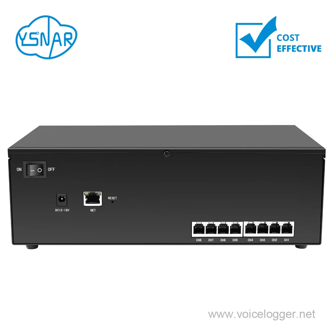 8CH автономный облачная сеть рекордер телефонных звонков с ОС Linux, 8 портов экономически эффективным голосовой регистратор для PSTN / 2-Way Радио Аудио