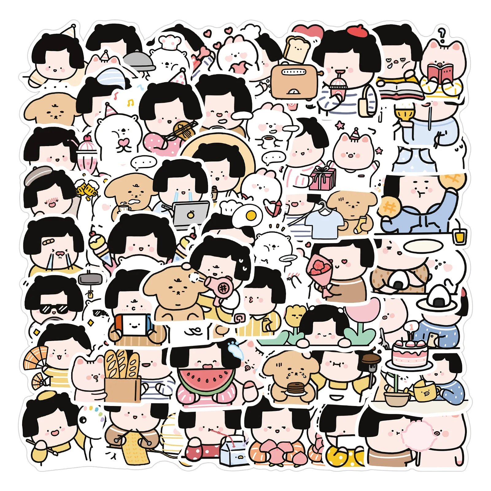 
40pcs/pack original design Creative little cow bear style Sticker for Luggage Computer Mobile Phone Creative label Sticker 