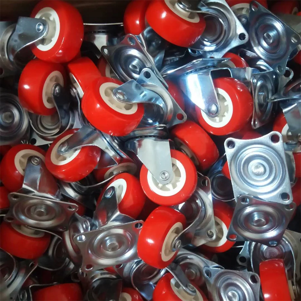 WBD light duty red pvc threaded stem 1-3 inch industrial caster wheel with double brake