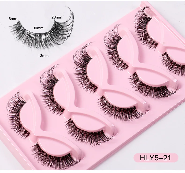Foxy Winged Cat Eye Lashes 5 Pairs Fluffy Strip Lashes Vendor False Eyelashes Cat Eye Wispy faux mink Lashes