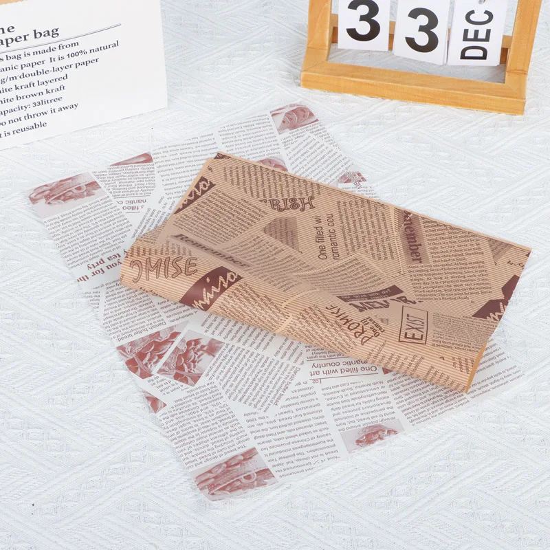 Custom Greaseproof Paper with Logo Printing Food Grade Deli Hamburger Sandwich Wax Paper Custom Food Wrapping Paper