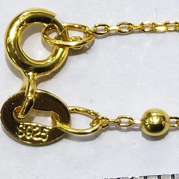 Fashion Jewelry Necklace Chain 925 Sterling Silver 18K Gold Plated Bead Gold Cross Chain