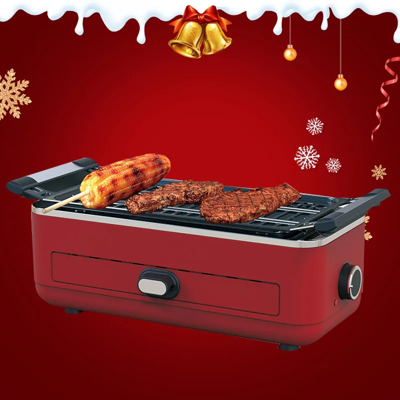 New design square multi-function indoor electric smokeless bbq grill electric