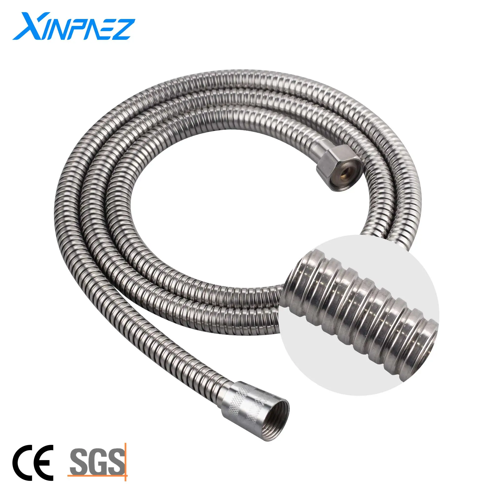 High Quality Flexible 1.2m 1.5m 2m Stainless Steel Shower Hose And Chrome Plated  With Handheld Shower Head For Bathroom