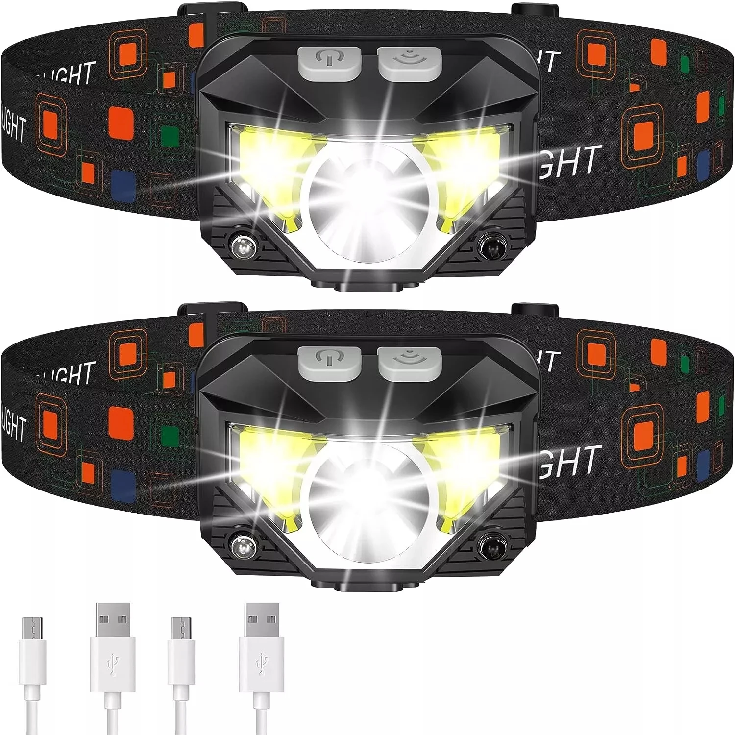 Portable LED Headlamp Induction Technology USB Rechargeable ABS Plastic Body Tactical Flashlight Work Torch IP65 New Warning