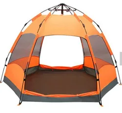 Automatic hydraulic double layer 6 Person Outdoor Camping Tent Outdoor Camping Hexagonal big family Camping Tent