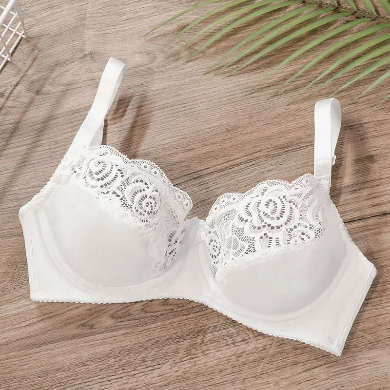 Fashion Solid Color White Hot Girls Sexy Net Bra Hook Thin 36 38 40 C Cup Size Woman Balconette Lace Bra