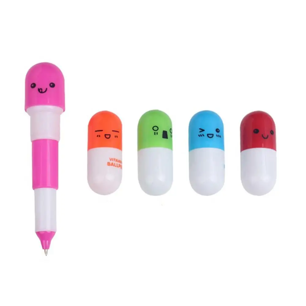 
Lovely Kawaii Pill Shaped Ballpoint Pen Cute learning stationery Student vitamin pill novelty pen 