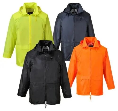 Rain Windbreaker Jacket Rain Protection Hood Polyester Fabric Water Repellent Breathable Quick Dry Mesh Lining