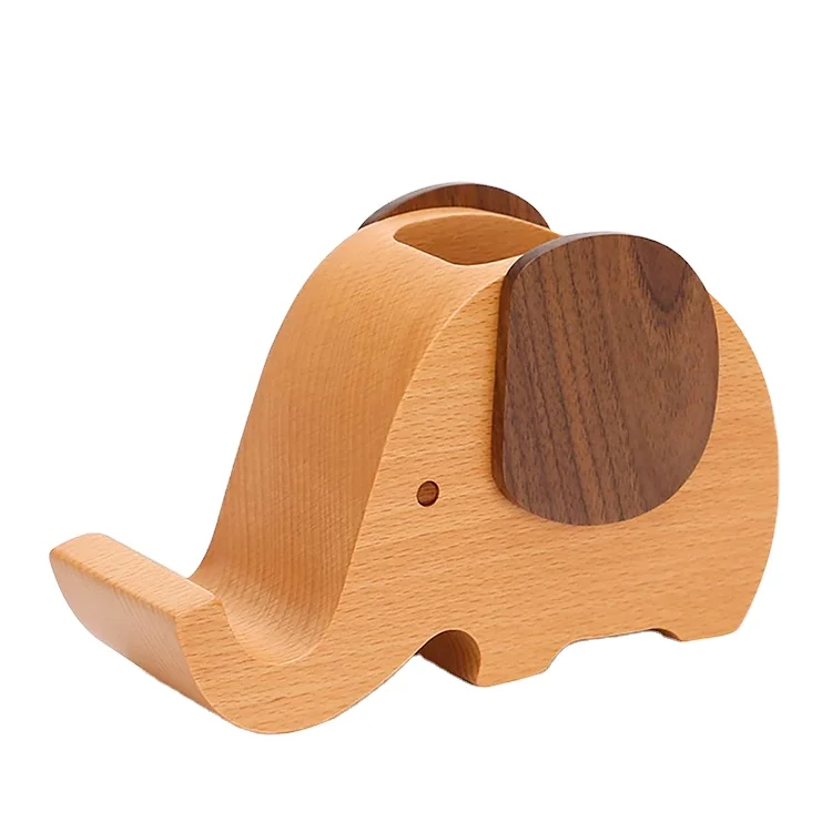 Wooden cell phone holder smartphone holder made of wood elephant lazy phone holder desktop holderCute Handmade Bamboo Wooden