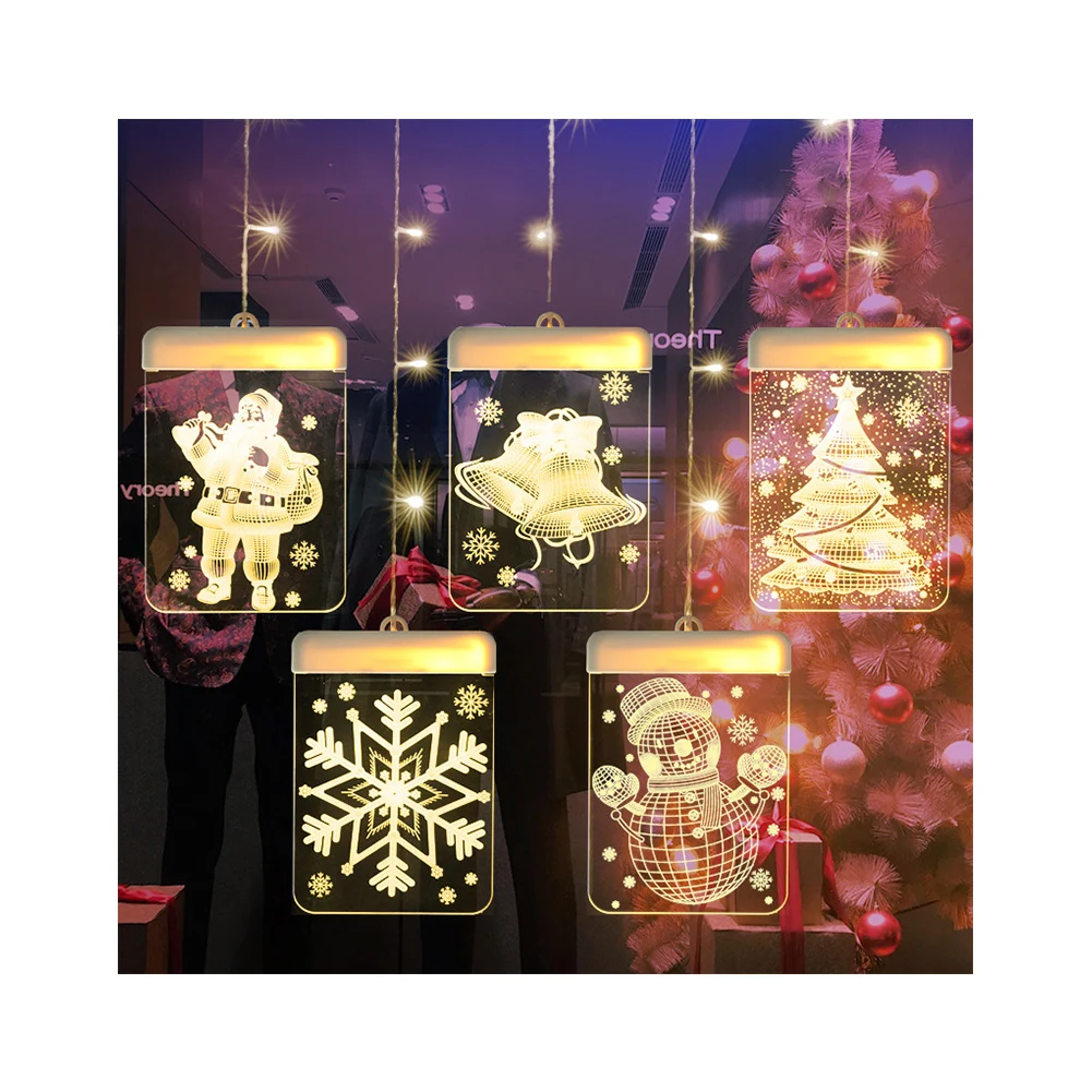 Hot selling 3d bells snowflake xmas led lights christmas tree light chain