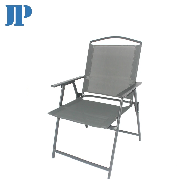 Hot Selling Outdoor Steel  Dinning Teslin Mesh Camping Garden Foldable Armrest Garden Chair