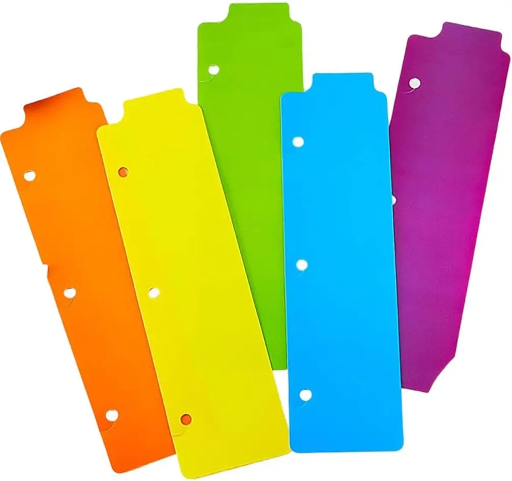 Snap in Plastic Bookmark 3 Ring Binder Page Tab Index Dividers Plastic Binder Separator for Loose Leaf