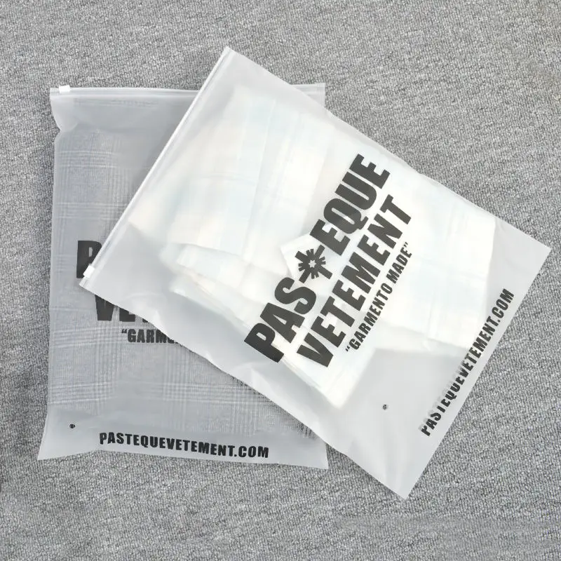 Wholesale Frosted Pe Slider Zipper Poly Bag Plastic T-shirt Zip Lock Custom Clothing Packaging Bag