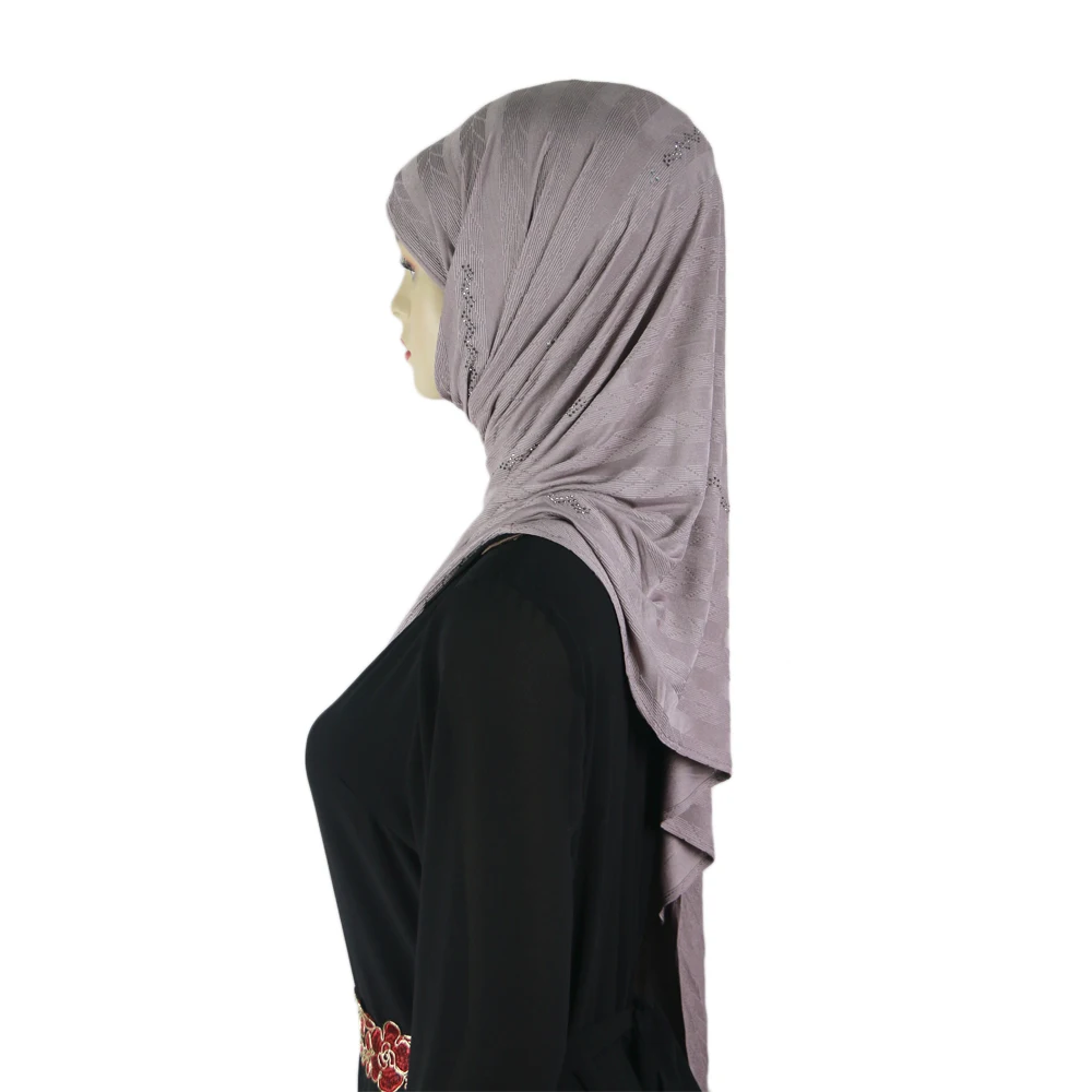 Rayon ready to wear readymade hijabs rhinestones jersey hijab for muslim women