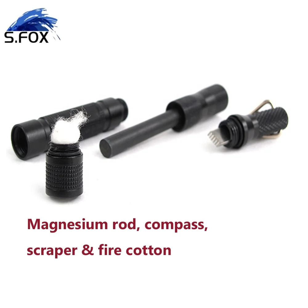 EDC Compass And Whistle Survival Lighters Magnesium Flint Stone Fire Starter