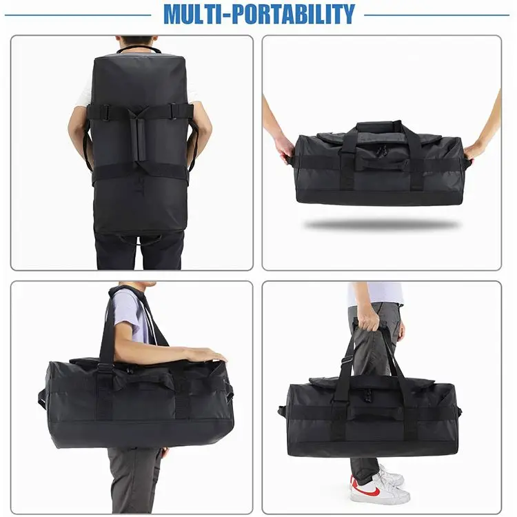 40L 70L 90L PVC Tarpaulin Sports Gym Bag Travel Hiking Duffel Bag with Backpack Straps Waterproof Gym Sport Duffle Bag With Logo