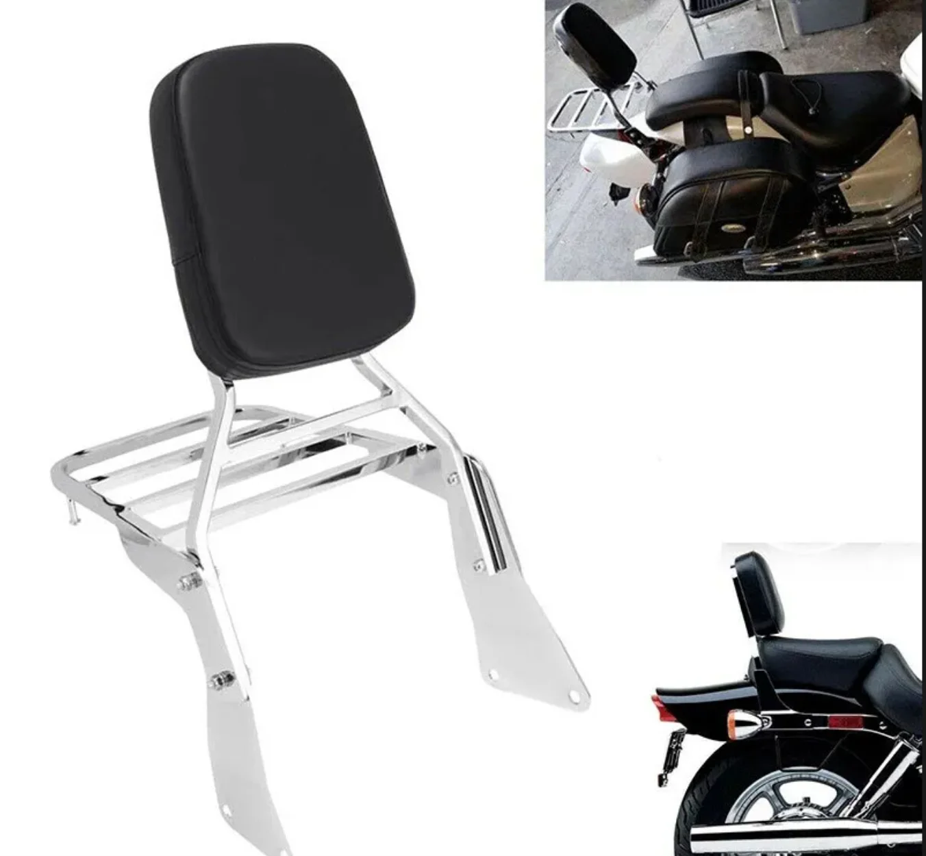 Black Motorcycle Rear Seat BackRest Sissy Bar Back Rest Compatible For Kawasaki Vulcan 1500 VN1500