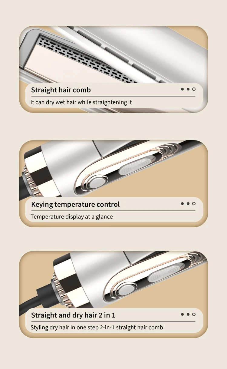 newest technology hair straightener with hot air new 2024 2-in-1 cool air hair styler straightening and curl red light
