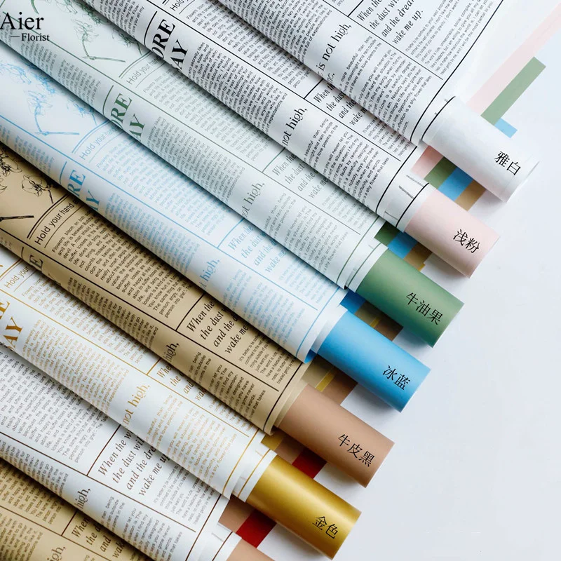 Aierflorist waterproof  new design 58*58cm 20sheet  high quality Garden Newspaper  flower wrapping paper floral wrapping sheets
