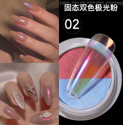 Wholesale dipping colored acrylic sugar nail  Decoration magic Mirror powder glitter Solid state double color