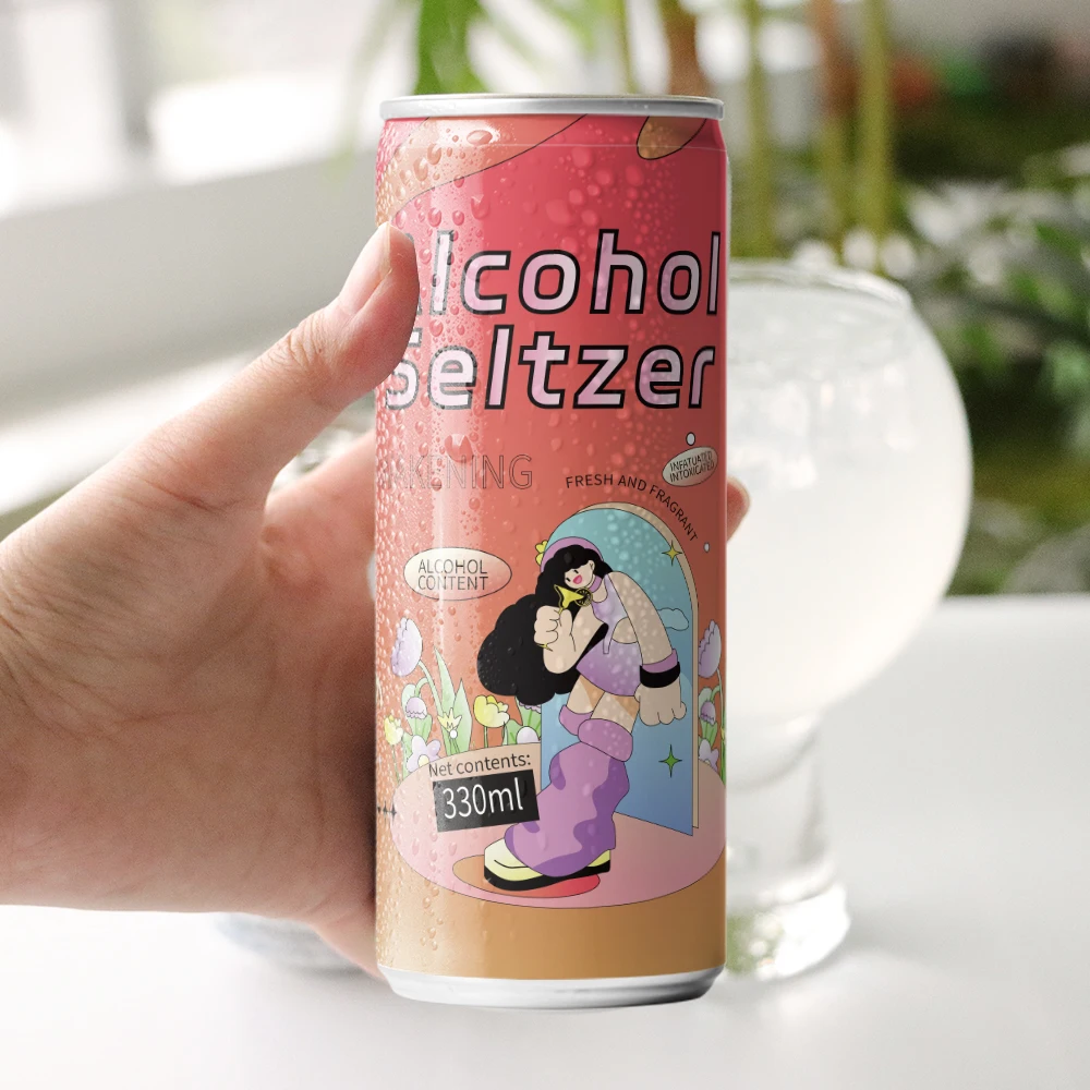 Wholesale Exotic Vodka Fruit Flavor Hard Seltzer Cocktail Wine Drink 330ml Canned 3% 5% Alcoholic Pre-Mixed Alcoholic Beverage